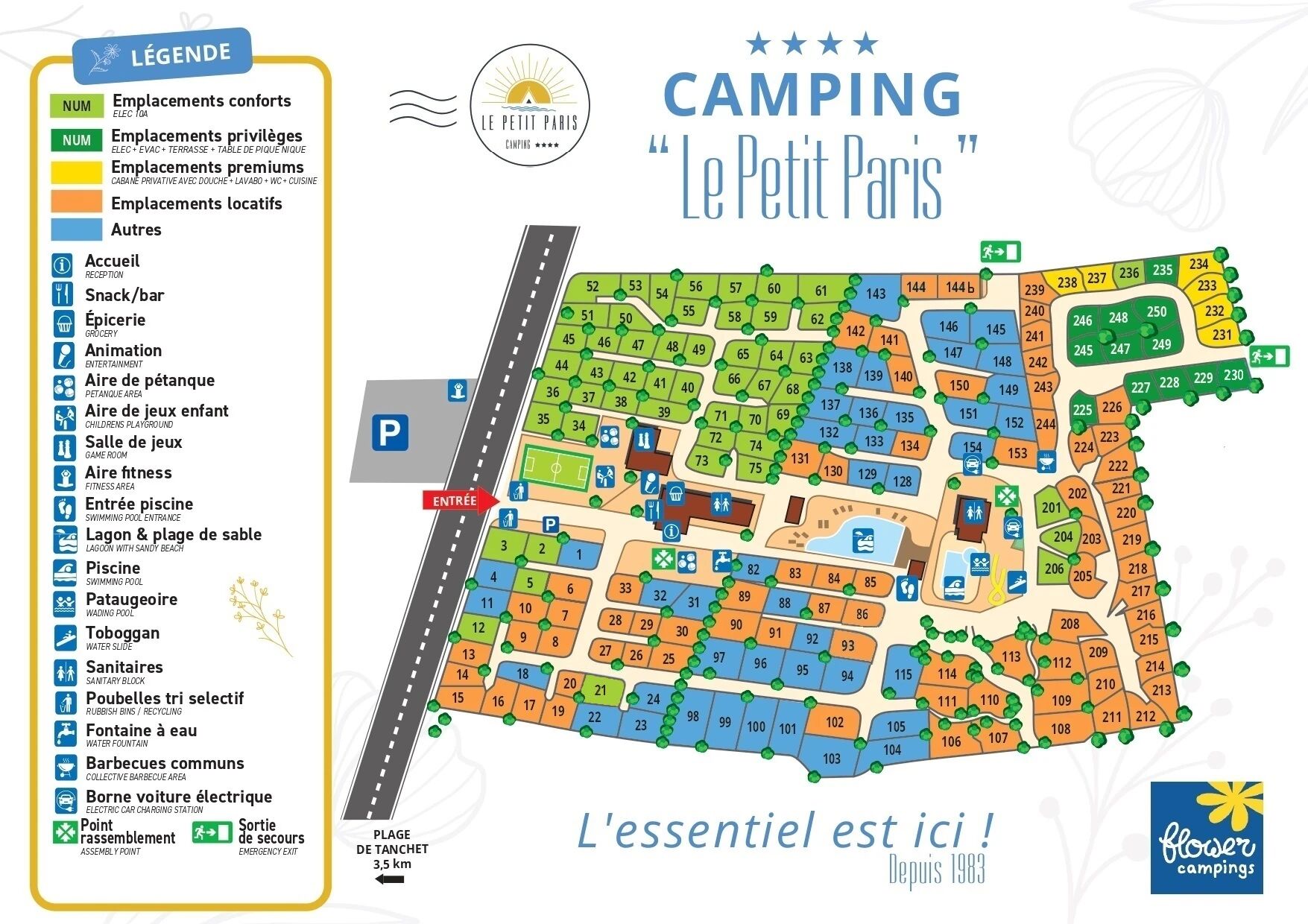 Plan Camping Le Petit Paris 2025